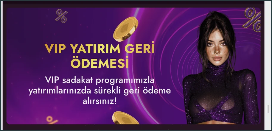 Çerçeveli VIP panosu Koyu çerçeveli VIP YATIRIM GERİ ÖDEMESİ panosunda sağ kenarda kaydırma çubuğu, yüzde simgeleri ve altın paralar dikkat çekiyor.